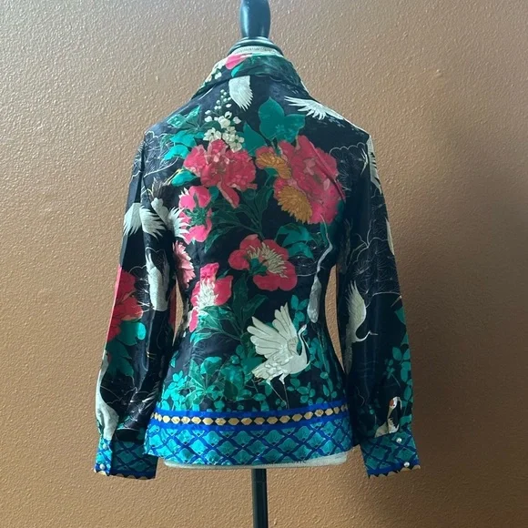 Zara Flowy Blouse with Floral And Crane Print Size XS Excellent Condition! - Picture 12 of 14